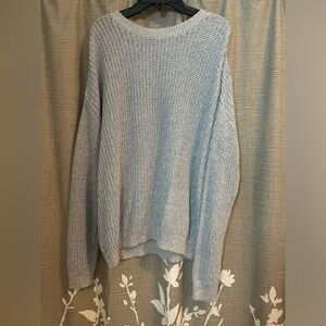 Blue and white long sweater
